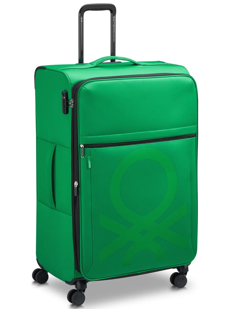 UNITED COLORS OF BENETTON Color Block 81 Cm 4-Double Wheeled Softside Expandable Check-In Luggage Trolley Case - Green - Image 2